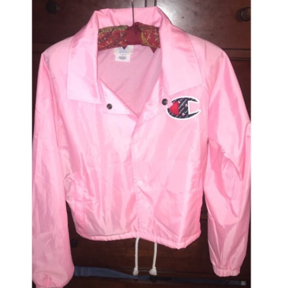 Champion pink crop coaches jacket